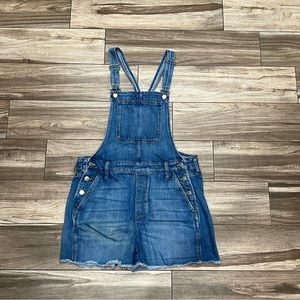 Madewell Womens Size Medium Blue Denim Jeans Overalls Shorts